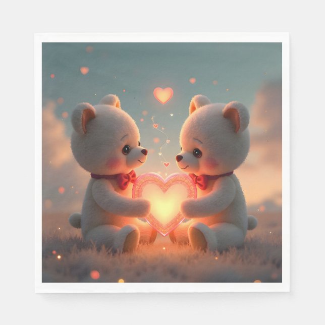 Papel Tempo de Teddy Juntos – Guardanapo de Arte de Urso (Frente)