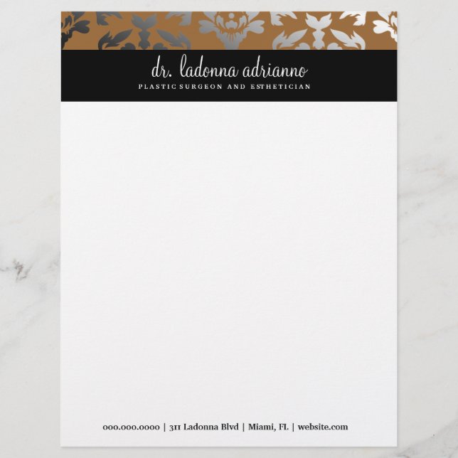 Papel Timbrado 311 Bronze Ladonna Damask (Frente)