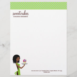 Papel Timbrado 311 cupcake Cutie azul, cabeçalho verde