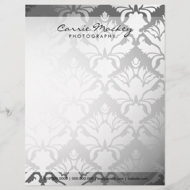 Papel Timbrado 311-Damask prata do Shimmer | (Frente)