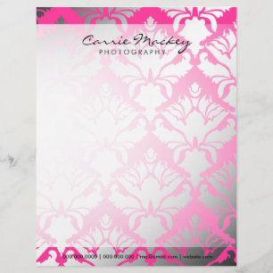 Papel Timbrado 311-Damask rosa quente do Shimmer
