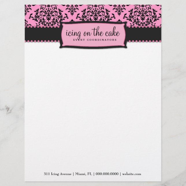 Papel Timbrado 311-Icing on the Cake Pink Licorice Letterhead (Frente)