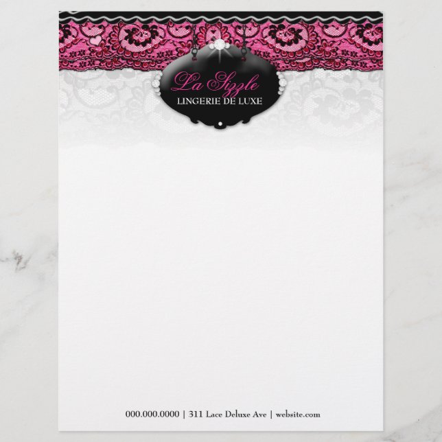 Papel Timbrado 311-Lace De Luxe - diamantes cor-de-rosa (Frente)