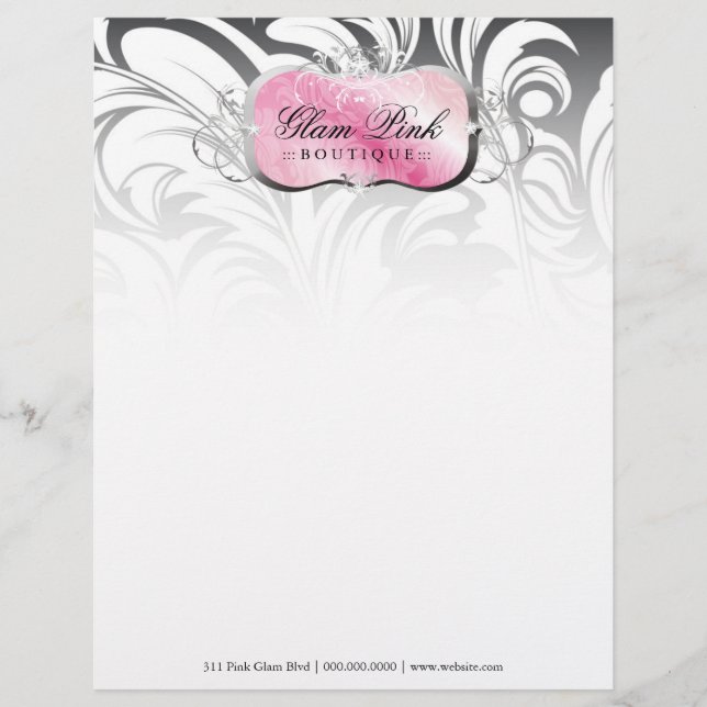 Papel Timbrado 311-Lavish cabeçalho de prata cor-de-rosa da (Frente)