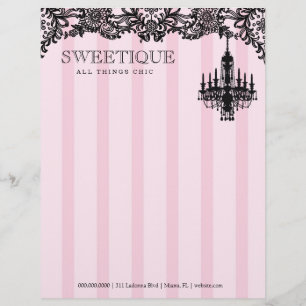 Papel Timbrado 311 listras cor-de-rosa de Sweetique & candelabro