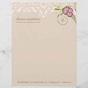 Papel Timbrado 311-Pink areia floral do Flourish  