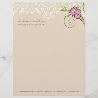 Papel Timbrado 311-Pink areia floral do Flourish |