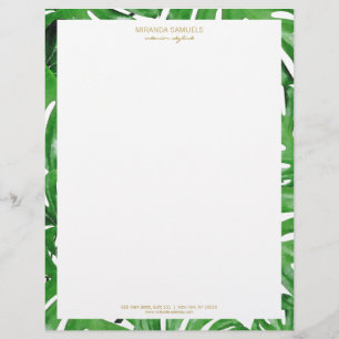 Papel Timbrado A aguarela Monstera tropical sae do teste padrão