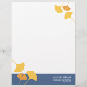 Papel Timbrado A nogueira-do-Japão de queda sae do outono azul