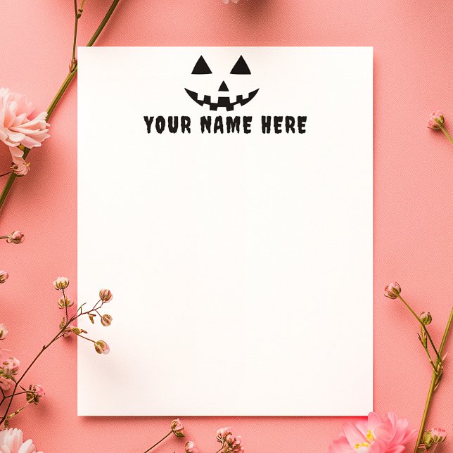 Papel Timbrado Abóbora Personalizada de Halloween com Seu Nome (Criador carregado)