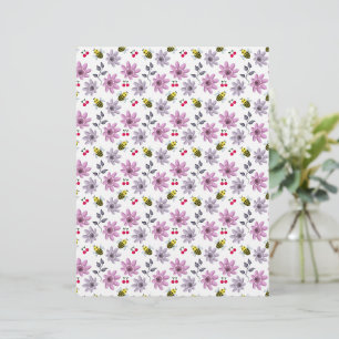 Papel Timbrado Aborinha Fofa Padrão Floral Estética Cottagecore R