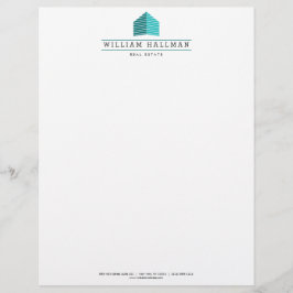Papel Timbrado Abstrato Home Logo Teal/Branco