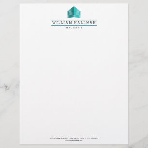 Papel Timbrado Abstrato Home Logo Teal/Branco