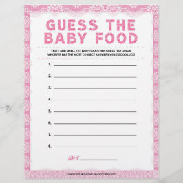 Papel Timbrado Adivinha A Comida Do Bebê [Lace De Luxo [Rosa]]