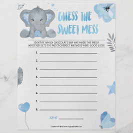 Papel Timbrado Adivinha A Doce Mess [Elefante Bebê [Azul]]