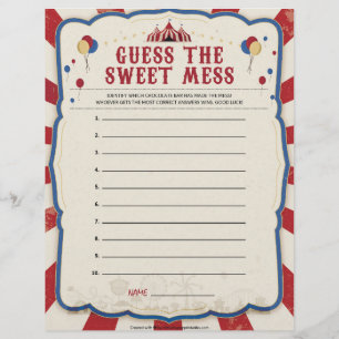 Papel Timbrado Adivinha A Doce Mess [Tema De Circo]