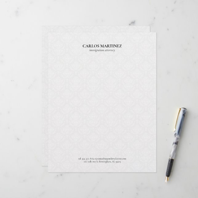 Papel Timbrado Advogado de Imigração Damaskos Brancos Texto Preto (Frente/Verso In Situ)