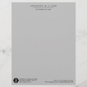 Papel Timbrado Advogado de Logotipo da Cinza Negra Minimalista Mo