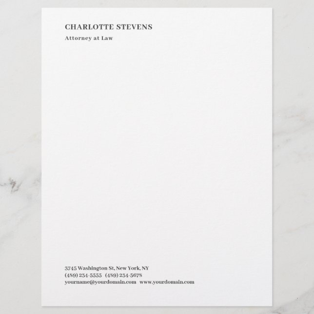 Papel Timbrado Advogado Elegante Minimalista Simples e Moderno (Frente)