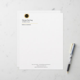 Papel Timbrado  Advogado preto e dourado elegante 