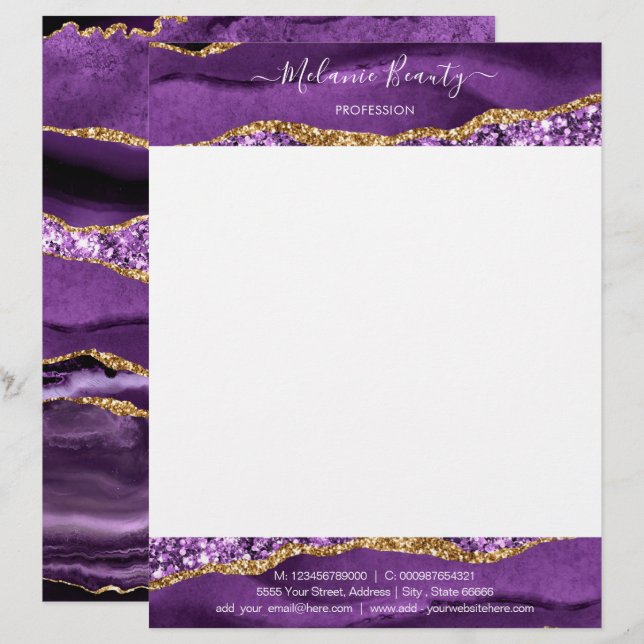 Papel Timbrado Agate Violeta Roxa Dourada Lusura Lusura (Frente/Verso)