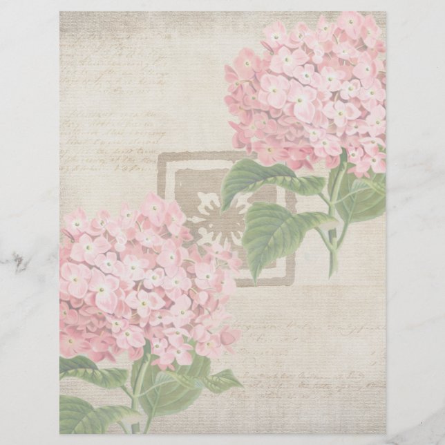 Papel Timbrado Agrupamentos de Hortênsias Rosa II (Frente)