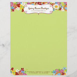 Papel Timbrado Alface Personalizada das Flores de primavera Whims