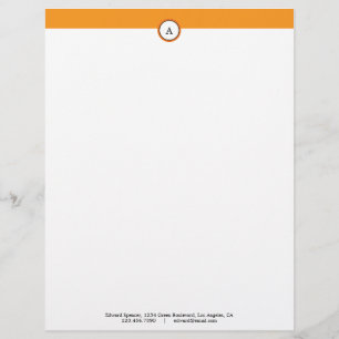 Papel Timbrado Alphabet Orange Letterhead Personalizável Monogram