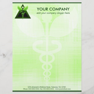 Papel Timbrado Alternativo Verde Caduceus - Escritório de Símbo