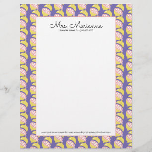 Papel Timbrado Amarelo Limão e Rosa Pingando Padrão de Verão