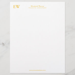 Papel Timbrado Amarelo Ouro Simples Elegante Monograma