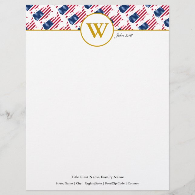 Papel Timbrado AMÉRICA EUA Christian Stationery Letterhead (Frente)