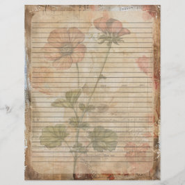 Papel Timbrado Anemone Flower Old Manuscript