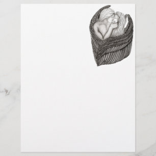 Papel Timbrado Angels Kissing, Design preto e branco