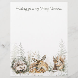 Papel Timbrado Animais Floresta Inverno Natal 