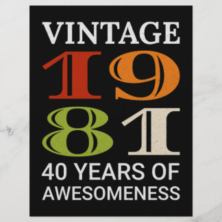 Papel Timbrado Aniversário do aniversário de 40 anos de Vintage d