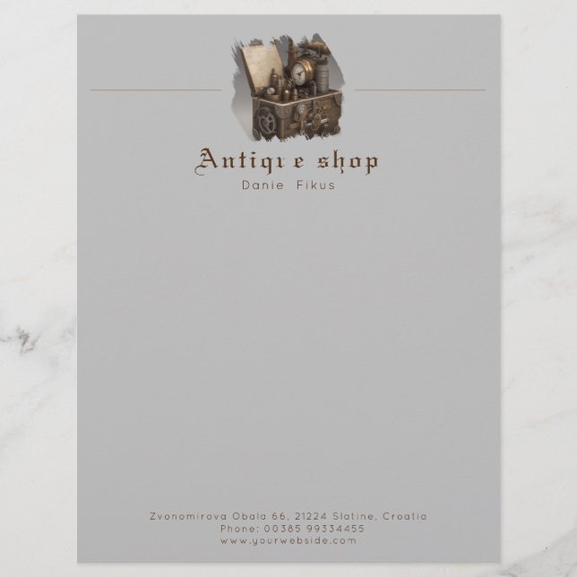 Papel Timbrado Antigo Loja Steampunk (Frente)