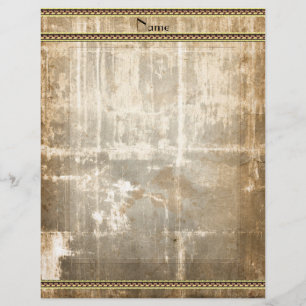 Papel Timbrado Antigo Rasgado Borda Dourada Marrom