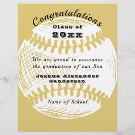 Papel Timbrado Anúncio da Classe de Graduação do Baseball