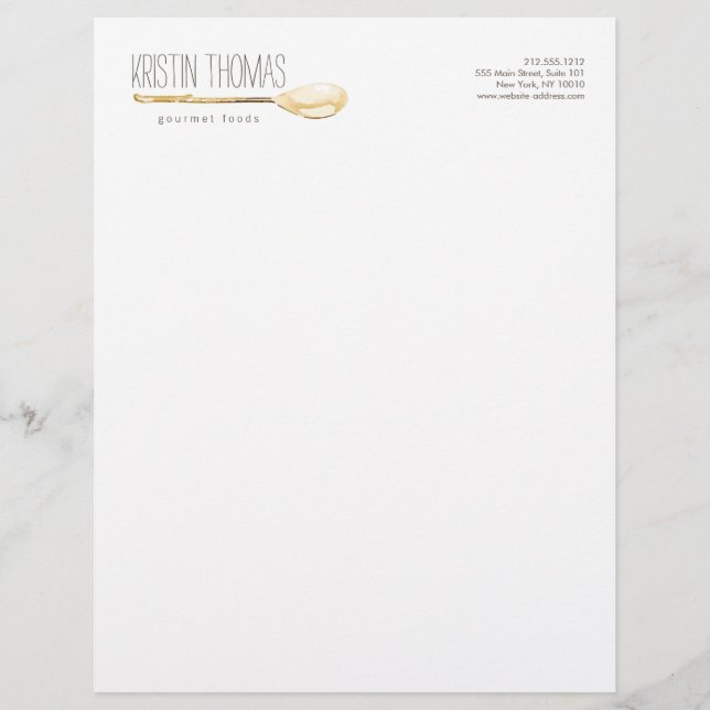 Papel Timbrado Apanhação de coloração aquosa, Chef Letterhead (Frente)