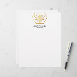 Papel Timbrado Apicultor de Mel Dourado Moderno e Elegante