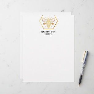 Papel Timbrado Apicultor de Mel Dourado Moderno e Elegante
