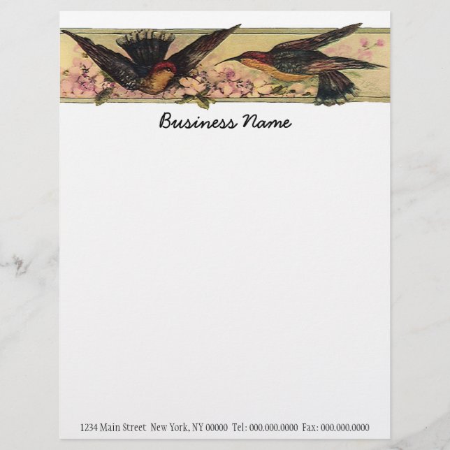 Papel Timbrado Aproximação de Pássaros ~ Trabalho Carta Comercial (Frente)