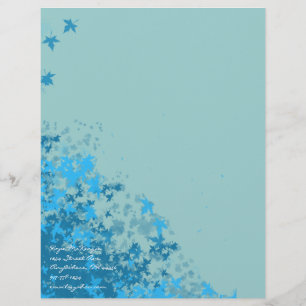 Papel Timbrado Aqua Blue Leaves Letthead