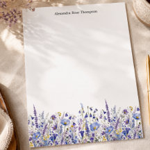 Aquarela de Flor Silvestre Roxa Azul Personalizada