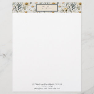 Papel Timbrado Aquarela de Margarida Botânica Terrosa