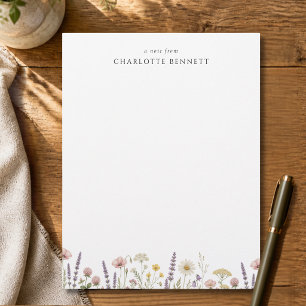 Papel Timbrado Aquarela Elegante de Flores Silvestres Personaliza