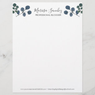 Papel Timbrado Aquarela Eucalipto Nome Moderno Script