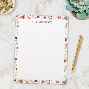 Papel Timbrado Aquarela Floral Botânico Flor de Campo Vintage