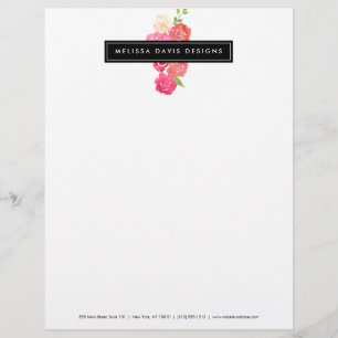 Papel Timbrado Aquarela Florals Beauty and Design Letterhead